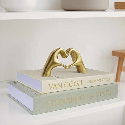MAOBUYOU Small Heart Hands Sculpture, Modern Aesthetic Decor for Living Room, Bedroom, Bookshelf, Coffee Table, Office, Love Finger Statue, Unique Gift for Wedding, Christmas, Birthday (Gold) in Saudi Arabia