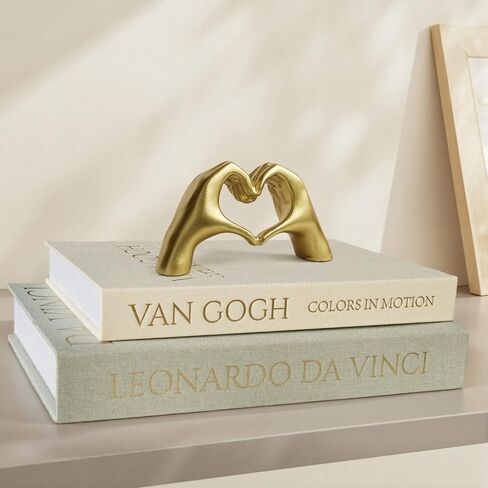 MAOBUYOU Small Heart Hands Sculpture, Modern Aesthetic Decor for Living Room, Bedroom, Bookshelf, Coffee Table, Office, Love Finger Statue, Unique Gift for Wedding, Christmas, Birthday (Gold) in Saudi Arabia