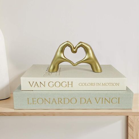 MAOBUYOU Small Heart Hands Sculpture, Modern Aesthetic Decor for Living Room, Bedroom, Bookshelf, Coffee Table, Office, Love Finger Statue, Unique Gift for Wedding, Christmas, Birthday (Gold) in Saudi Arabia