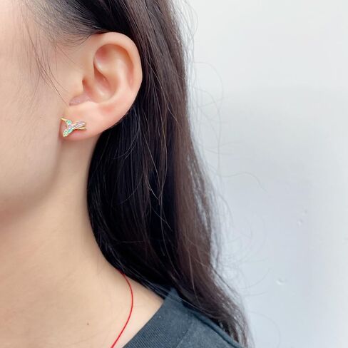 20g Hummingbird Flat Screw Back Stud Earrings for Women Men Stainless Steel Gold-Tone/Silver Plated Cute Colorful Enamel Bird Animal Cartilage Tragus Piercing Sleeper Studs Fashion Jewelry in Kuwait