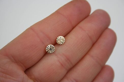 Modern 5mm Hammered Round Gold Filled Stud Earrings, Gold Filled Lobe Piercings, Sunshine Design in Saudi Arabia