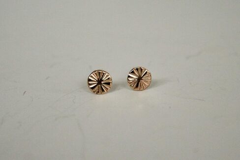 Modern 5mm Hammered Round Gold Filled Stud Earrings, Gold Filled Lobe Piercings, Sunshine Design in Saudi Arabia