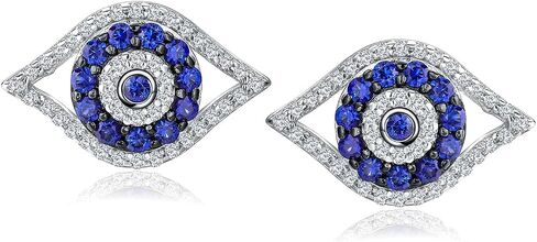 DAYBYDAY Evil Eye Earrings Sterling Silver Blue Sapphire Evil Eye Earrings for Women in Saudi Arabia