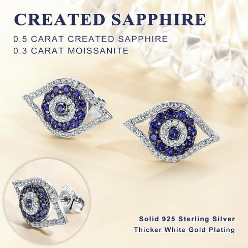 DAYBYDAY Evil Eye Earrings Sterling Silver Blue Sapphire Evil Eye Earrings for Women in Saudi Arabia