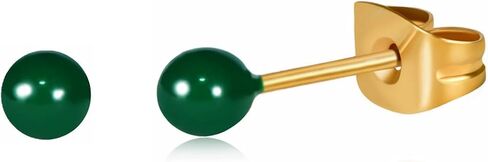 14K Gold Surgical Steel Small Ball Stud Earrings for Women Men Hand Painted Enamel Colors 3mm Second Piercing Earrings| Hypoallergenic | Multiple Hole Piercing in Saudi Arabia