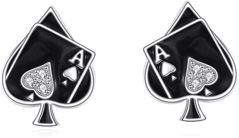 Ace Stud Earrings Sterling Silver Ace of Spades/Heart/Dice Earrings Jewelry Gifts for Women in Kuwait