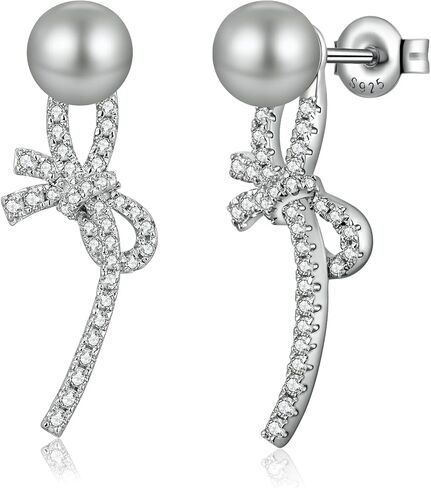 14K Gold Plated Pearl Earrings for Women 925 Sterling Silver Hypoallergenic Pearl Stud Earrings 8-13mm 5A Cubic Zirconia Elegant Jewelry Gift for Mom Wife in Kuwait