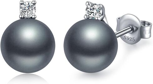 14K Gold Plated Pearl Earrings for Women 925 Sterling Silver Hypoallergenic Pearl Stud Earrings 8-13mm 5A Cubic Zirconia Elegant Jewelry Gift for Mom Wife in Kuwait
