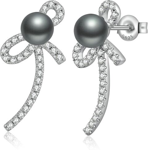14K Gold Plated Pearl Earrings for Women 925 Sterling Silver Hypoallergenic Pearl Stud Earrings 8-13mm 5A Cubic Zirconia Elegant Jewelry Gift for Mom Wife in Kuwait