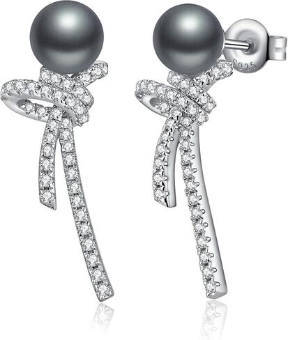 14K Gold Plated Pearl Earrings for Women 925 Sterling Silver Hypoallergenic Pearl Stud Earrings 8-13mm 5A Cubic Zirconia Elegant Jewelry Gift for Mom Wife in Kuwait