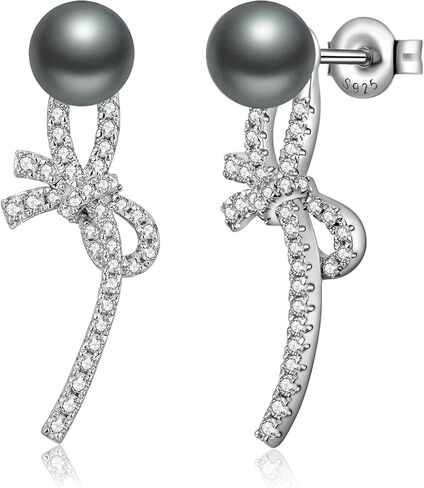 14K Gold Plated Pearl Earrings for Women 925 Sterling Silver Hypoallergenic Pearl Stud Earrings 8-13mm 5A Cubic Zirconia Elegant Jewelry Gift for Mom Wife in Kuwait