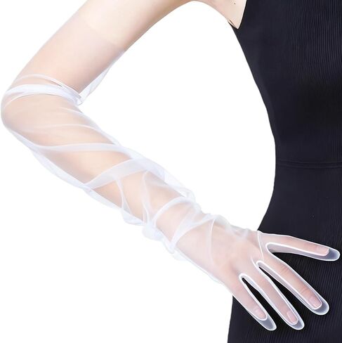 Women Tulle Gloves, Sexy Sheer Long Glove for Dress Cocktail Opera Parties Christmas in Saudi Arabia