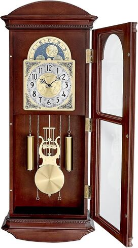 Bulova Litchfield Large Regulator Wall Clock, Model C4332 | Classic Pendulum Design | Harmonic Hourly Chime | Brown Cherry Finish in Kuwait