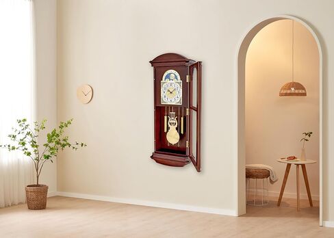 Bulova Litchfield Large Regulator Wall Clock, Model C4332 | Classic Pendulum Design | Harmonic Hourly Chime | Brown Cherry Finish in Kuwait