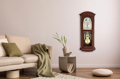 Bulova Litchfield Large Regulator Wall Clock, Model C4332 | Classic Pendulum Design | Harmonic Hourly Chime | Brown Cherry Finish in Kuwait