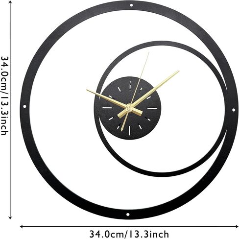 Minimalist Metal Wall Clock - Unique Extra Large Modern Design for Living Room Decor, Silent Non-Ticking, 13.3x13.3 Inches in Saudi Arabia