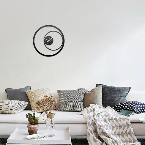 Minimalist Metal Wall Clock - Unique Extra Large Modern Design for Living Room Decor, Silent Non-Ticking, 13.3x13.3 Inches in Saudi Arabia