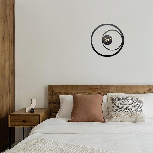 Minimalist Metal Wall Clock - Unique Extra Large Modern Design for Living Room Decor, Silent Non-Ticking, 13.3x13.3 Inches in Saudi Arabia