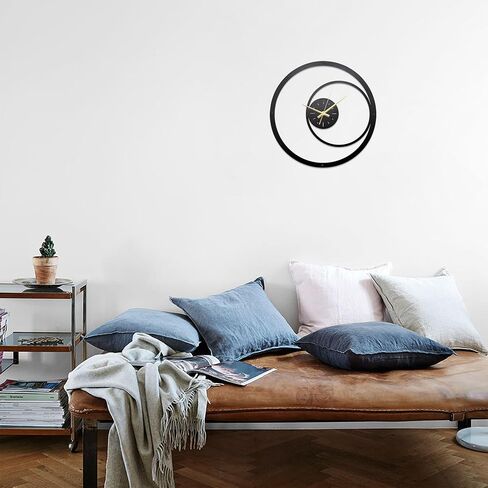 Minimalist Metal Wall Clock - Unique Extra Large Modern Design for Living Room Decor, Silent Non-Ticking, 13.3x13.3 Inches in Saudi Arabia