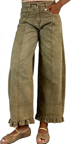 utcoco Barrel Jeans Women 2026 Floral Print Wide Leg Jeans Y2k Patchwork Baggy Boyfriend Denim Pants in Kuwait