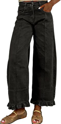utcoco Barrel Jeans Women 2026 Floral Print Wide Leg Jeans Y2k Patchwork Baggy Boyfriend Denim Pants in Kuwait