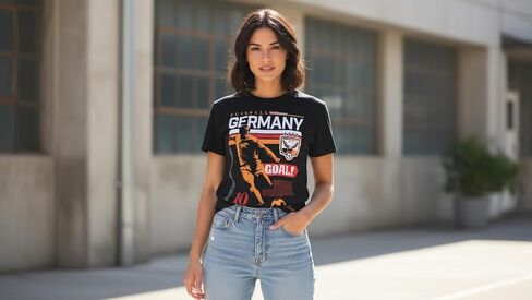 Homestand Futbol Germany Goal Poster Art Adult White Crew Neck Short Sleeve T-Shirt in Kuwait