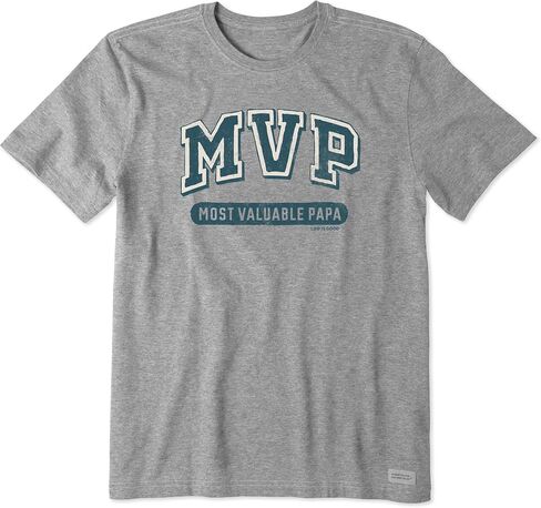 Life is Good Men's Father's Day Crusher Tee Shirt, Short Sleeve Cotton Graphic T-Shirts, Most Valuable Papa, Heather Gray, M in Kuwait