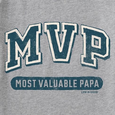 Life is Good Men's Father's Day Crusher Tee Shirt, Short Sleeve Cotton Graphic T-Shirts, Most Valuable Papa, Heather Gray, M in Kuwait