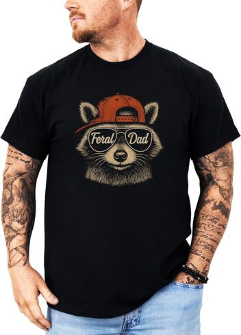 Feral Dad Shirt for Men Funny Raccoon Graphic Tee for Father in Kuwait