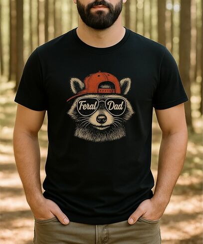 Feral Dad Shirt for Men Funny Raccoon Graphic Tee for Father in Kuwait