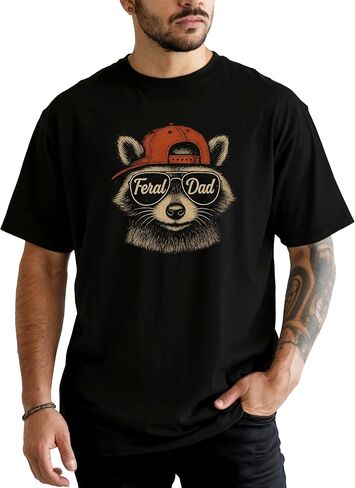 Feral Dad Shirt for Men Funny Raccoon Graphic Tee for Father in Kuwait