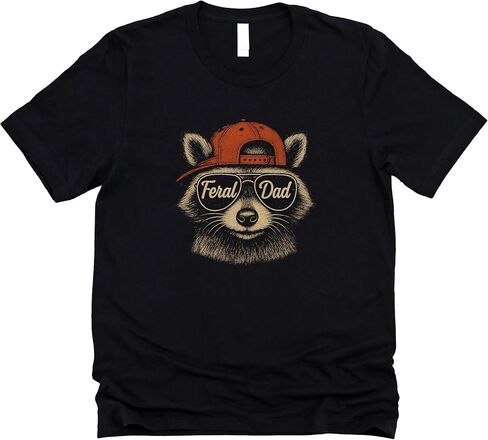 Feral Dad Shirt for Men Funny Raccoon Graphic Tee for Father in Kuwait