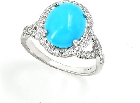Natural Turquoise 9x11mm Oval-Cut Ring in 925 Sterling Silver | Sleeping Beauty Turquoise Ring for Women | December Birthstone Ring | Statement Jewelry | Gift for Her in Saudi Arabia