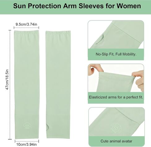 JATEBI UV Sun Protection Arm Sleeves for Women 3 Pairs, Cooling Sunscreen Arm Covers Summer Arm Sleeve with Thumb Hole & Bear Pattern for Outdoor Sports Cycling Driving in Kuwait