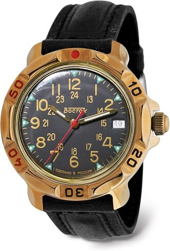 VOSTOK | Komandirskie Mechanical Hand Wind Wrist Watch | 819782 Leather Band B® in Kuwait
