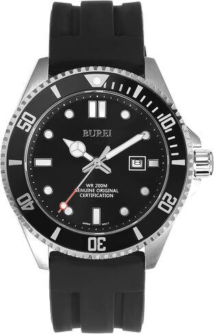 BUREI Men's Dive Watch, 200M Waterproof Analog Quartz Stainless Steel Fashion Classic Work Business Dress Wrist Watch for Men with Auto Date in Saudi Arabia