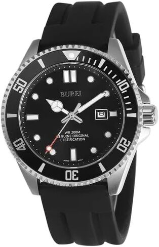 BUREI Men's Dive Watch, 200M Waterproof Analog Quartz Stainless Steel Fashion Classic Work Business Dress Wrist Watch for Men with Auto Date in Saudi Arabia