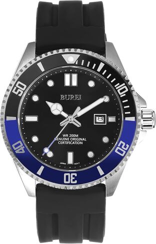 BUREI Men's Dive Watch, 200M Waterproof Analog Quartz Stainless Steel Fashion Classic Work Business Dress Wrist Watch for Men with Auto Date in Saudi Arabia