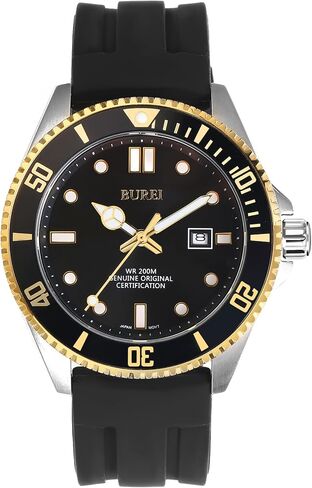 BUREI Men's Dive Watch, 200M Waterproof Analog Quartz Stainless Steel Fashion Classic Work Business Dress Wrist Watch for Men with Auto Date in Saudi Arabia