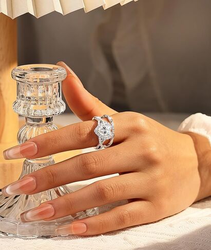 Total 3.1cttw(2.5CT Center Stone) Heart Moissanite Engagement Ring for Women, Thickened 925 Sterling Silver Band, D Color VVS1, Anniversary Wedding Promise Halo Ring with Certificate, Ideal Gift in Kuwait