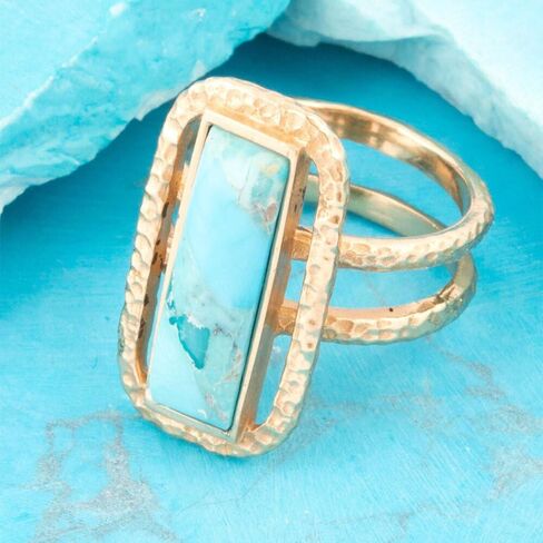 Barse Jewelry Willa Blue Turquoise Golden Statement Ring in Saudi Arabia