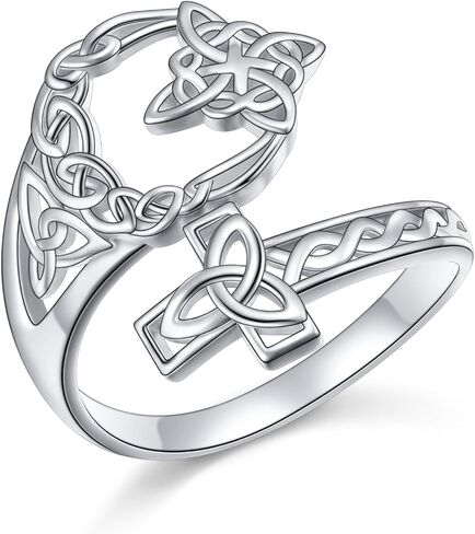 925 Sterling Silver Witches Knot Spoon Open Ring Celtic Knot Witchy Protection Jewelry for Women in Saudi Arabia