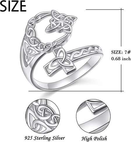 925 Sterling Silver Witches Knot Spoon Open Ring Celtic Knot Witchy Protection Jewelry for Women in Saudi Arabia