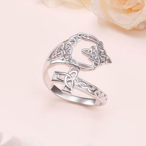 925 Sterling Silver Witches Knot Spoon Open Ring Celtic Knot Witchy Protection Jewelry for Women in Saudi Arabia