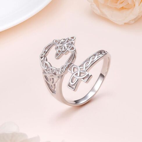 925 Sterling Silver Witches Knot Spoon Open Ring Celtic Knot Witchy Protection Jewelry for Women in Saudi Arabia