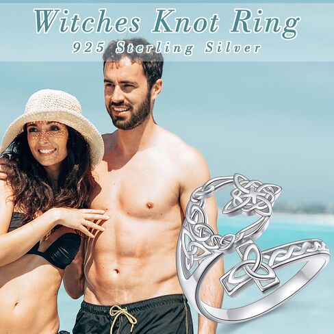 925 Sterling Silver Witches Knot Spoon Open Ring Celtic Knot Witchy Protection Jewelry for Women in Saudi Arabia