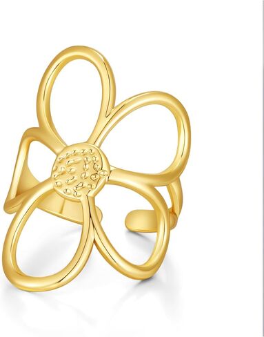VEDAIM Gold Daisy Flower Open Ring 18K Gold Plated Adjustable Minimalist Statement Ring for Women Boho Summer Jewelry in Saudi Arabia