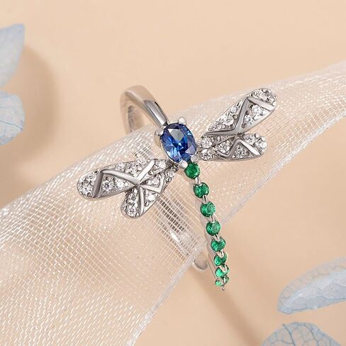 Chic Dragonfly Rings for Women Blue Green Cubic Zirconia Daily Wear Statement Jewelry in Kuwait