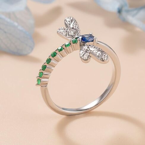 Chic Dragonfly Rings for Women Blue Green Cubic Zirconia Daily Wear Statement Jewelry in Kuwait