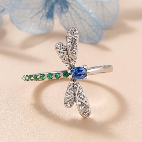 Chic Dragonfly Rings for Women Blue Green Cubic Zirconia Daily Wear Statement Jewelry in Kuwait